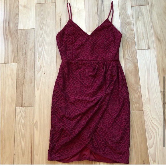 Lulus Vegas Baby Wine Red Lace Bodycon Mini Dress - Picture 3 of 12